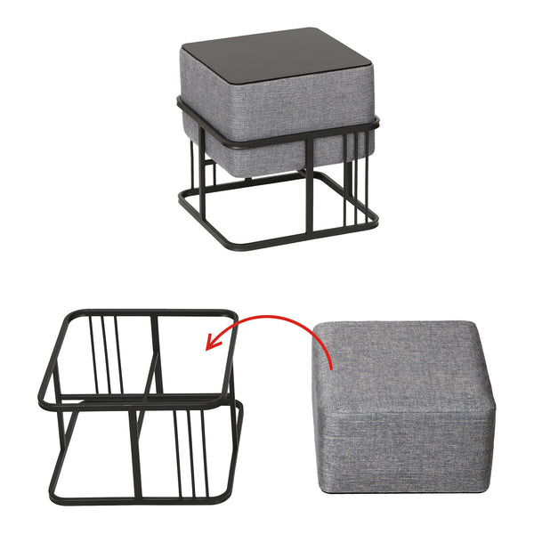 Lot de 2 poufs empilables Tas multifonctionnel [en.casa]