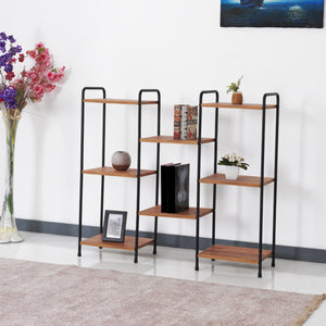 [en.casa] Staand rek Birkerød 100x110x30cm zwart en walnootkleurig