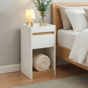 Table de chevet Lure 55 x 30 x 35 cm blanc effet chêne [en.casa]