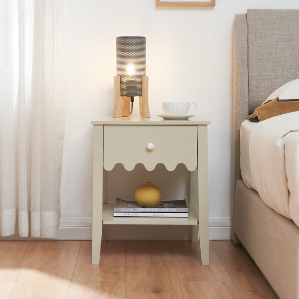 Table de chevet Luspoo 50 x 40 x 40 cm blanc crème [en.casa] 
