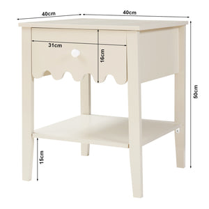 Table de chevet Luspoo 50 x 40 x 40 cm blanc crème [en.casa] 