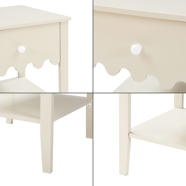 Table de chevet Luspoo 50 x 40 x 40 cm blanc crème [en.casa] 