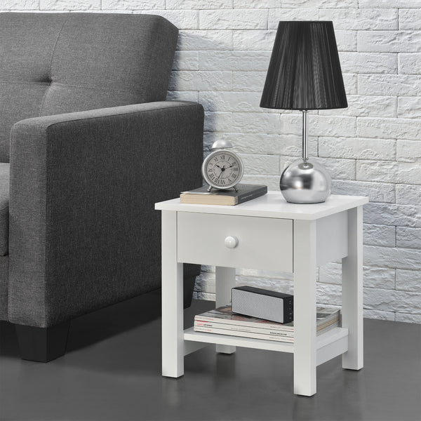 Nachtkastje Capri MDF 40x29,7x41,5 cm met lade en plank - 2 varianten