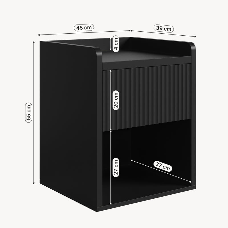 Maatschets Nachtkast Nand met lade en open vak 55x45x39 cm [en.casa]