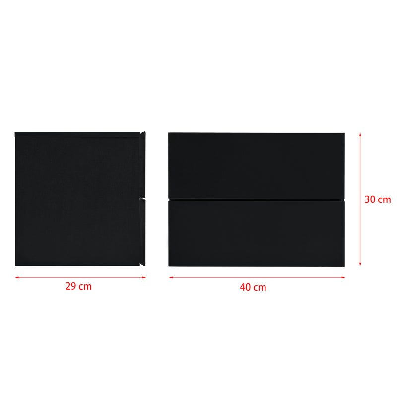 Croquis coté Armoire murale Ampfing avec 2 tiroirs 40 x 29 x 30 cm [en.casa]