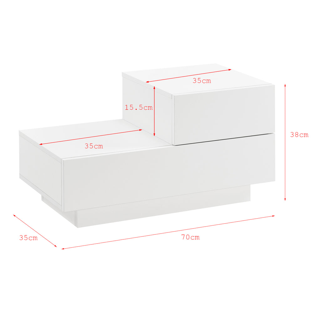 Design nachtkastje Sebokeng rechts met lades 38x70x35 cm - verschillende kleuren