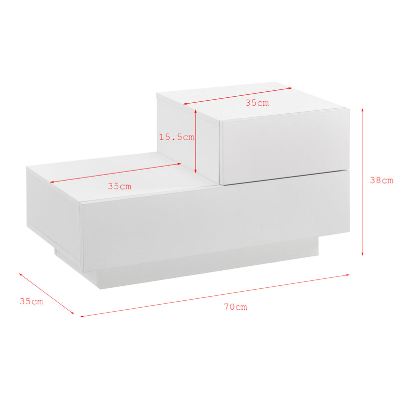 Croquis coté Table de Nuit Sebokeng Petit Tiroir Côté Droite 38 x 70 x 35 cm [en.casa]