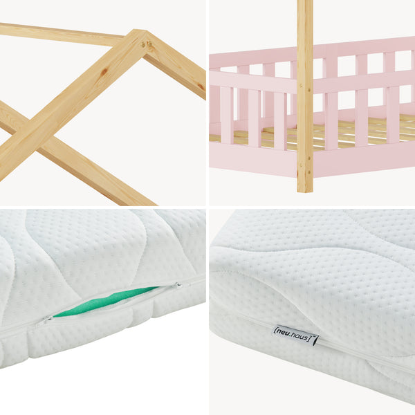 Kinderbed Treviolo met uitvalbeveiliging en matras [en.casa]