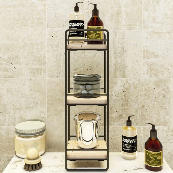 [en.casa] Badkamer organizer Pargas zwart en naturel - 3 varianten