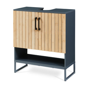 Wastafelonderkast Svanes 70x60x30 cm Donkergrijs/Natuur [en.casa]