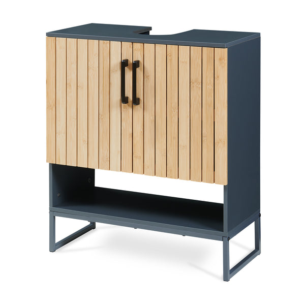 Wastafelonderkast Svanes 70x60x30 cm Donkergrijs/Natuur [en.casa]