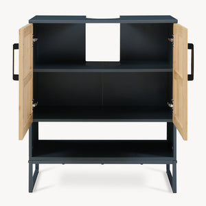 Wastafelonderkast Svanes 70x60x30 cm Donkergrijs/Natuur [en.casa]