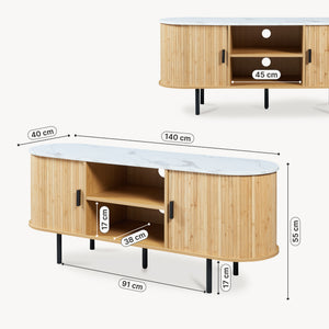 Meuble TV Tvedestrand bamboo 140 x 40 x 55 cm [en.casa]
