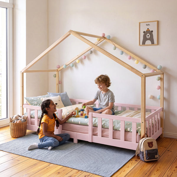 Kinderbed Treviolo met uitvalbeveiliging en matras [en.casa]