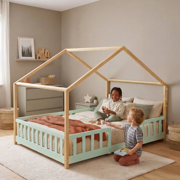 Kinderbed Treviolo met uitvalbeveiliging en matras [en.casa]