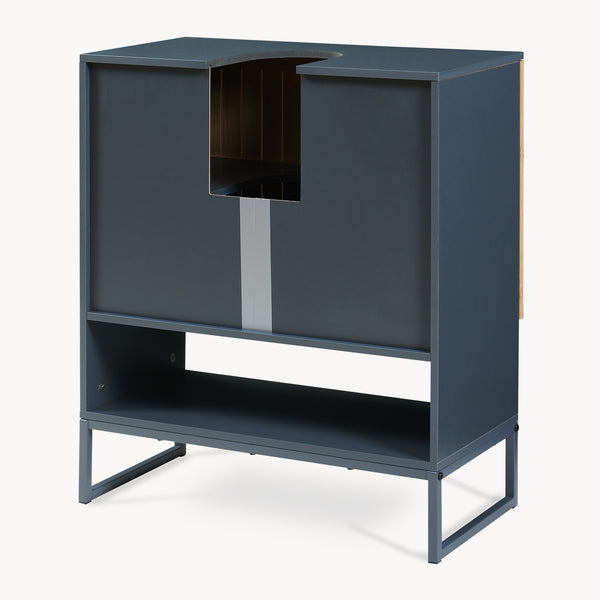 Wastafelonderkast Svanes 70x60x30 cm Donkergrijs/Natuur [en.casa]