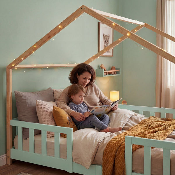 Kinderbed Treviolo met uitvalbeveiliging en matras [en.casa]