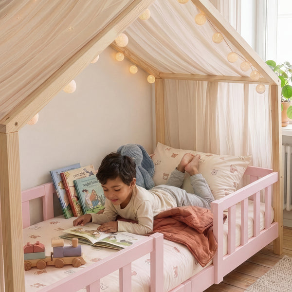 Kinderbed Treviolo met uitvalbeveiliging en matras [en.casa]