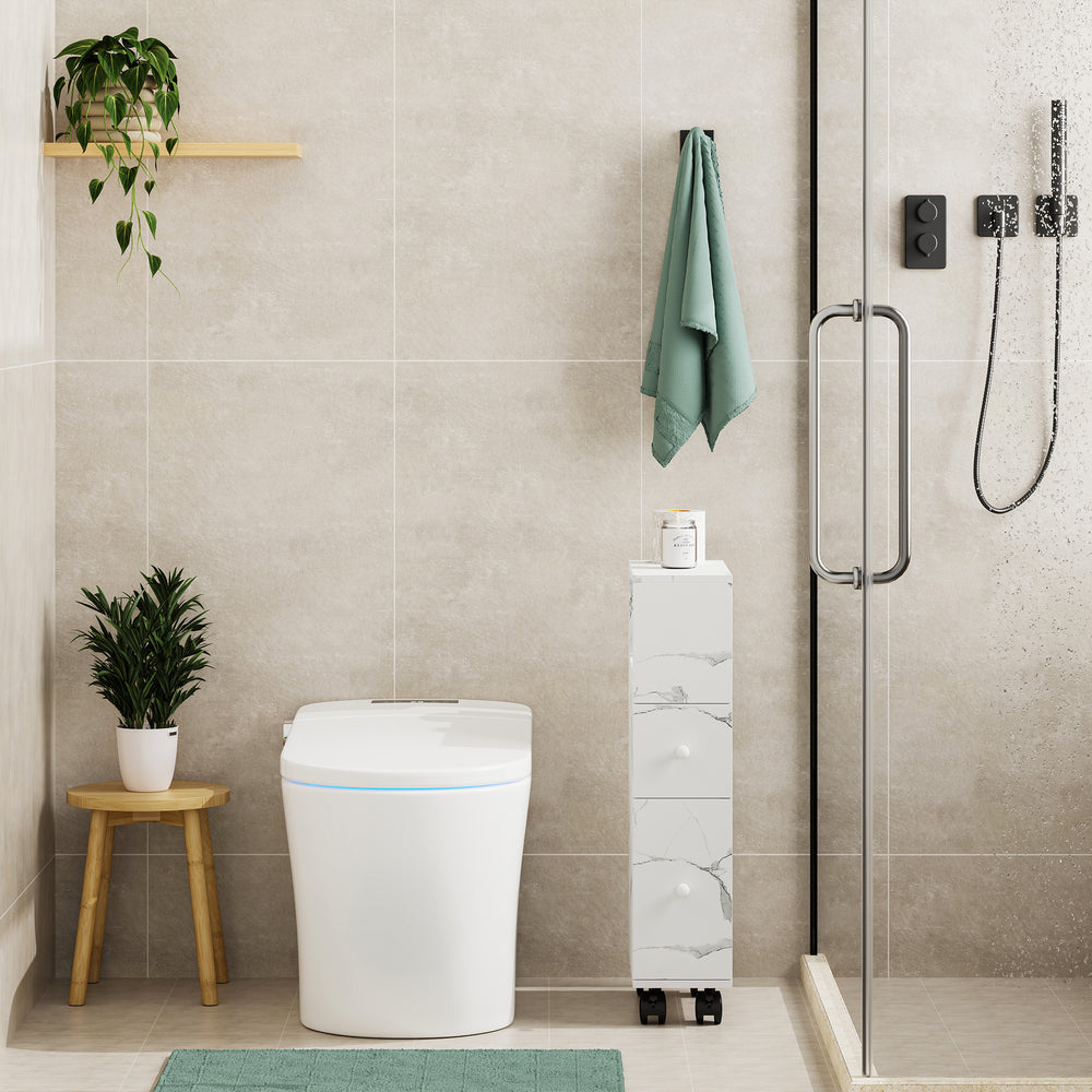 Étagère de salle de bain Broreynna sur roulettes 66 x 15 x 33 cm [en.casa]