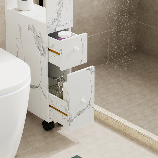 Étagère de salle de bain Broreynna sur roulettes 66 x 15 x 33 cm [en.casa]