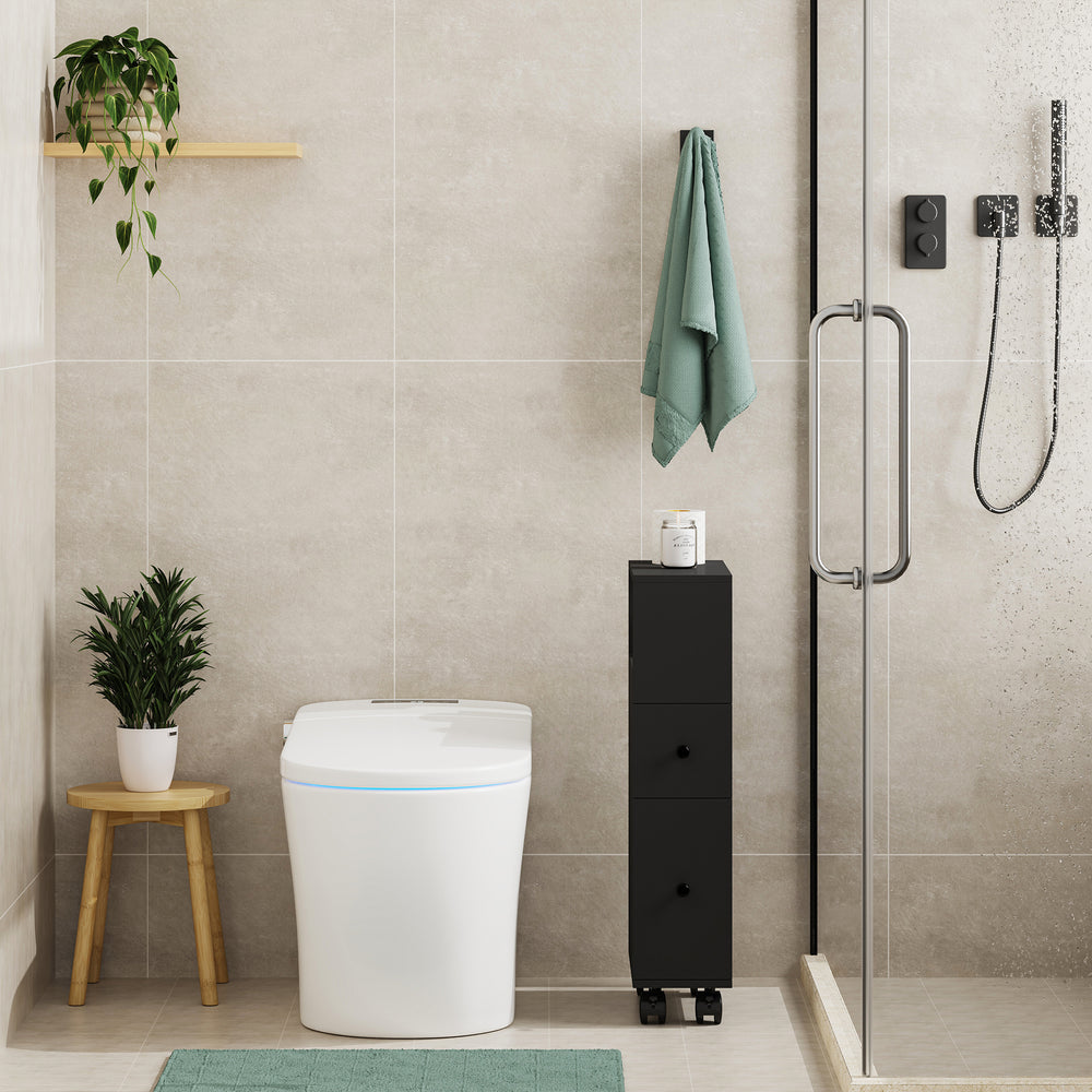 Étagère de salle de bain Broreynna sur roulettes 66 x 15 x 33 cm [en.casa]