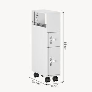 Niches kast op wieltjes Broreynna 66x15x33 cm [en.casa]
