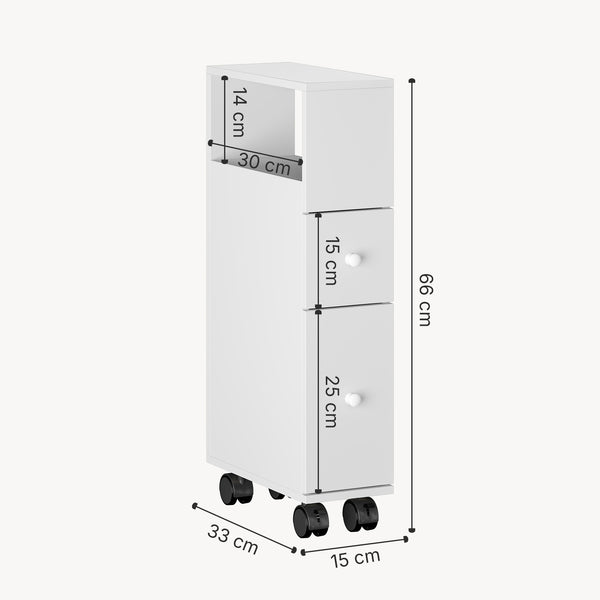 Niches kast op wieltjes Broreynna 66x15x33 cm [en.casa]
