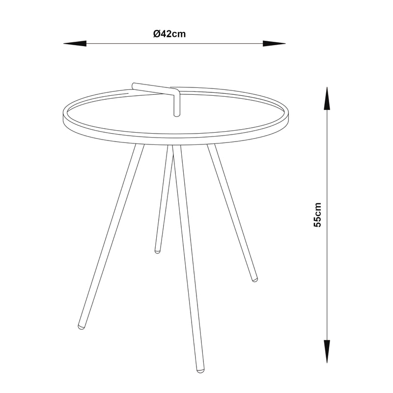 Croquis coté Table d'appoint de jardin Fosen acier 55 x 42 cm [en.casa]