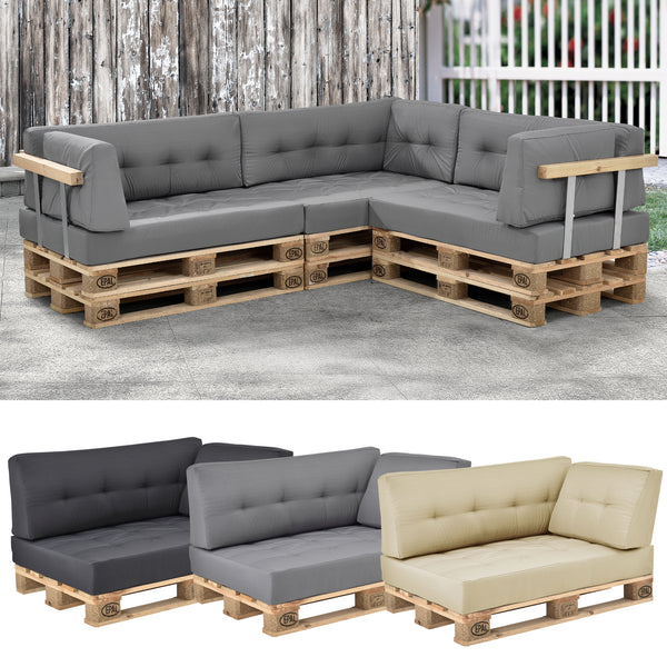 [en.casa] Coussin d’assise / de dossier / d’angle avec palette ou en kit pour canapé euro palette In/Extérieur meubles rembourrés