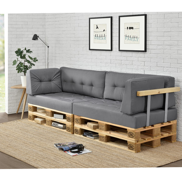 [en.casa] Coussin d’assise / de dossier / d’angle avec palette ou en kit pour canapé euro palette In/Extérieur meubles rembourrés