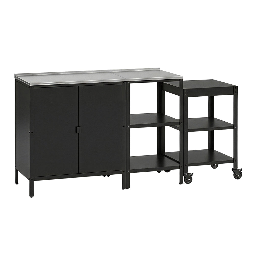 Set de meubles de jardin armoire avec étagère d'extérieur et chariot de service Bolognano casa.pro