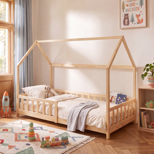 Kinderbed Hesel huisbed met uitvalbeveiliging [en.casa]