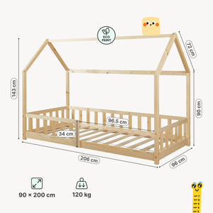 Kinderbed Hesel huisbed met uitvalbeveiliging [en.casa]
