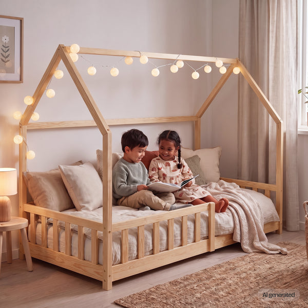 Kinderbed Hesel huisbed met uitvalbeveiliging [en.casa]