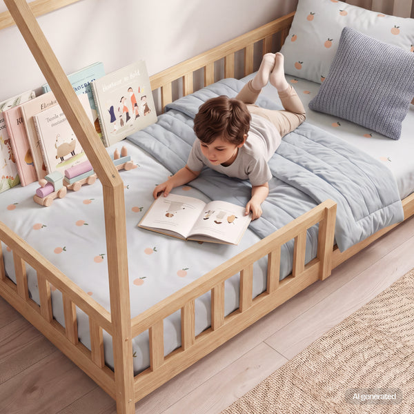 Kinderbed Hesel huisbed met uitvalbeveiliging [en.casa]
