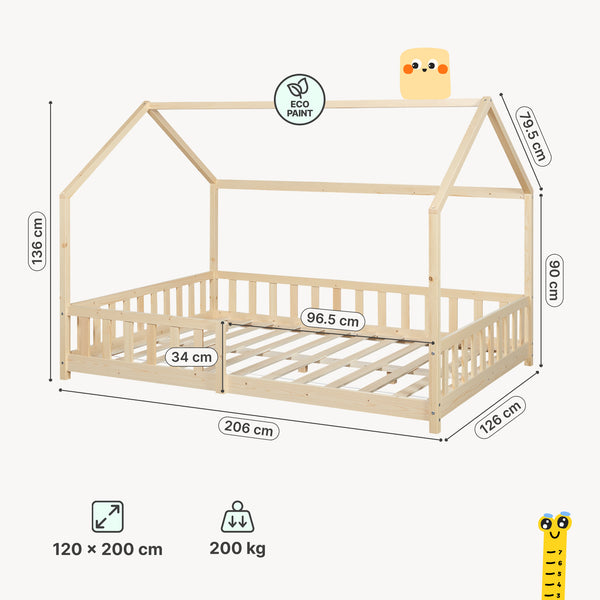 Kinderbed Hesel huisbed met uitvalbeveiliging [en.casa]