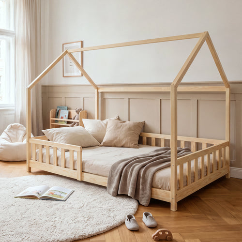 Kinderbed Hesel huisbed met uitvalbeveiliging [en.casa]