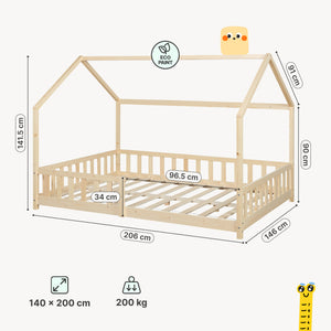 Kinderbed Hesel huisbed met uitvalbeveiliging [en.casa]