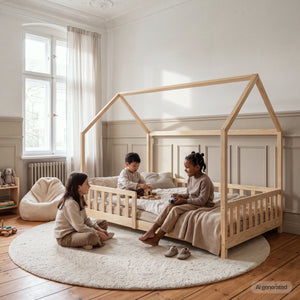 Kinderbed Hesel huisbed met uitvalbeveiliging [en.casa]