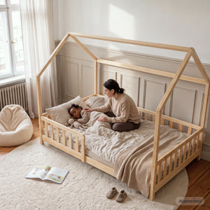 Kinderbed Hesel huisbed met uitvalbeveiliging [en.casa]
