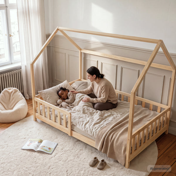 Kinderbed Hesel huisbed met uitvalbeveiliging [en.casa]