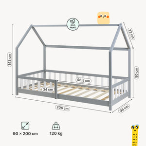 Kinderbed Hesel huisbed met uitvalbeveiliging [en.casa]