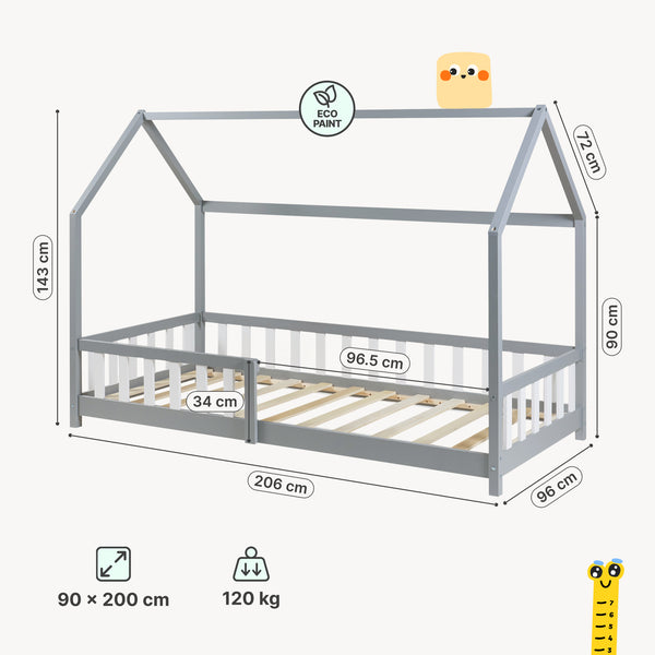 Kinderbed Hesel huisbed met uitvalbeveiliging [en.casa]