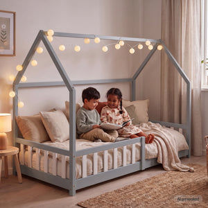 Kinderbed Hesel huisbed met uitvalbeveiliging [en.casa]