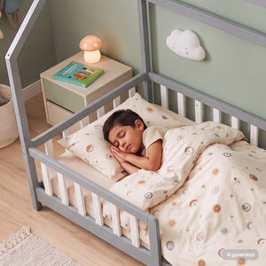 Kinderbed Hesel huisbed met uitvalbeveiliging [en.casa]