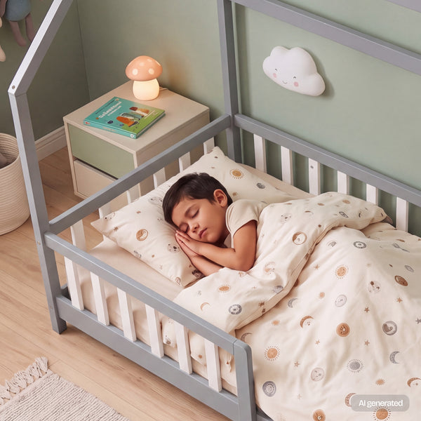 Kinderbed Hesel huisbed met uitvalbeveiliging [en.casa]