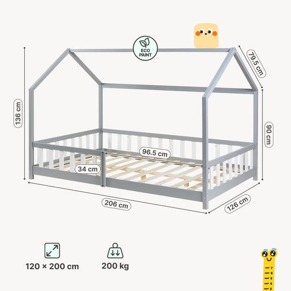 Kinderbed Hesel huisbed met uitvalbeveiliging [en.casa]