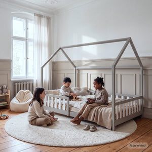 Kinderbed Hesel huisbed met uitvalbeveiliging [en.casa]