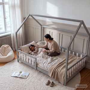 Kinderbed Hesel huisbed met uitvalbeveiliging [en.casa]