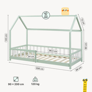 Kinderbed Hesel huisbed met uitvalbeveiliging [en.casa]